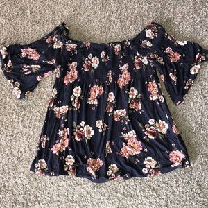 Off the shoulder floral top.